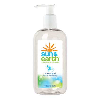 Sun & Earth Natural Hand Soap - Unscented - Non-Toxic, Plant-Based, Hypoallergenic - 12 Fluid Ounce Pump Bottle