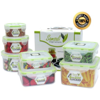Plastic Food Storage Containers - Set of 7 - 100% Unconditional Guarantee