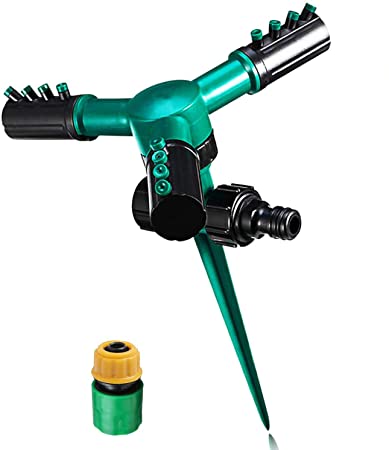 UZOU Lawn Sprinkler, 360 Degree Rotating Garden Sprinkler with Up to 3,000 Sq. Ft Coverage - Adjustable, Weighted Gardening Watering System,Water Sprinkler for Kids Playtime Outdoor