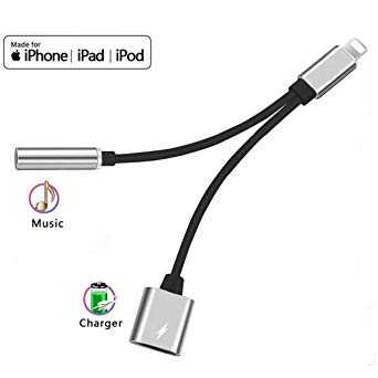 Headphone 3.5mm Jack Adapter for iPhone Xs/Xs Max/XR/ 8/8 Plus / 7/7 Plus for iPhone Dongle Aux Adapter 2 in 1 Earphone Splitter Adaptor Charger Cables & Audio Connector Support All iOS Systems