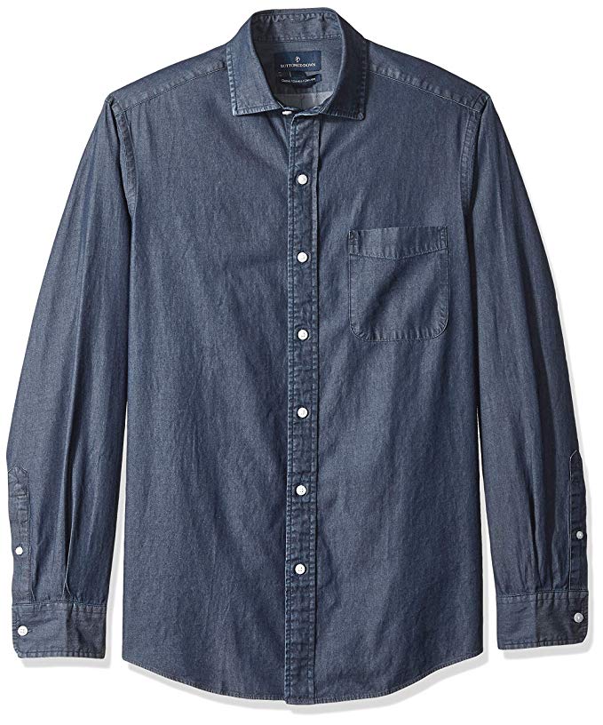 Amazon Brand - BUTTONED DOWN Men's Classic Fit Indigo Denim Cotton Sport Shirt