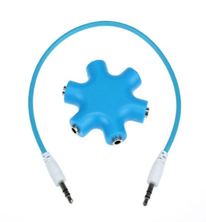 Sannysis® Multifunctional 3.5mm Headphone Earphone Audio Splitter 1 Male to 2 3 4 5 Female Cable (Blue)