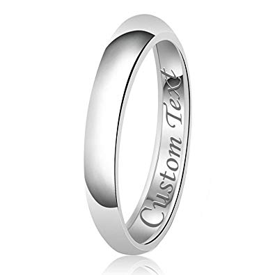 TIONEER 925 Sterling Silver High Polish Tarnish Resistant Comfort Fit Ring, Plain Dome Wedding Band 3mm to 8mm