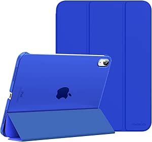 MoKo Case for iPad 10th Generation 2022, Slim Stand Hard PC Translucent Back Shell Smart Cover Case for iPad 10th Gen 10.9 inch 2022, Support Touch ID, Auto Wake/Sleep, Klein Blue