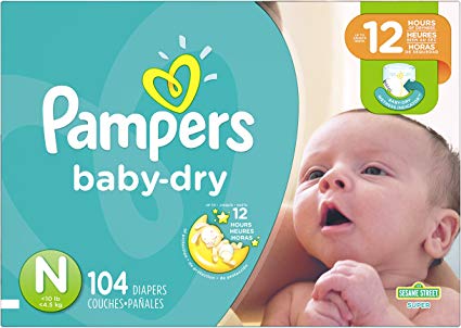 Diapers Size Newborn 4.5 kg - Pampers Baby Dry Disposable Baby Diapers, 104 Count, Super Pack (Packaging May Vary)