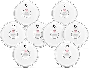 Fire Alarms Smoke Detectors, Smoke Alarm Battery Operated, Fire Alarm with Test Button & Low Battery Signal, Photoelectric Technology Fire Detectors for Bedroom and Home (8-Pack)