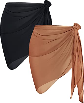 CHICGAL 2 Pieces Women Beach Sarong Bathing Suit Wrap Skirt Sheer Bikini Swimsuit Cover Ups for Swimwear