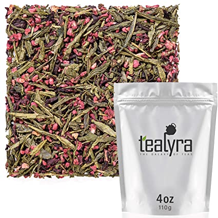 Tealyra - Raspberry Punch - Sweet Green Tea with Hibiscus and Raspberry - Loose Leaf Tea - Hot or Iced Tea - Caffeine Low - All Natural Ingredients - 110g (4-ounce)