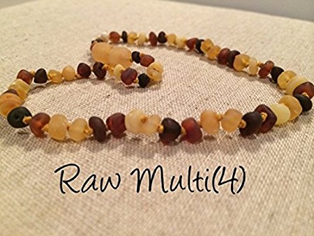 Baltic Amber Teething Necklace Raw Multi 12.5 Inch Rainbow Baby Toddler Infant Drooling Teething Fever Authentic Certified