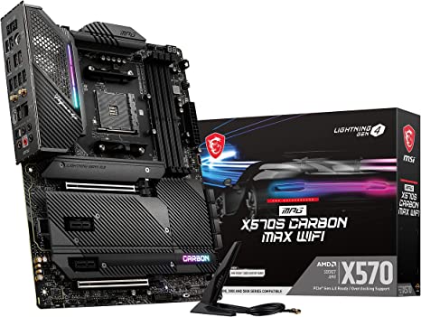 MSI MPG X570S Carbon MAX WiFi Gaming Motherboard (ATX, AMD, Socket AM4. DDR4, PCIe 4, CFX, M.2 Slots, Wi-Fi 6E)