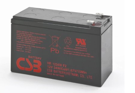 CSB HR1234WF2 - 12 Volt/9 Amp Hour (34 Watts) Sealed Lead Acid Battery with 0.250 in. Fast-on Terminals