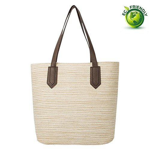 Myathle Summer Beach Handmade Tote Handbag Cotton Lining PU Leather for Ladies