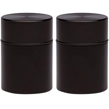 2x Stash Jar - Airtight Smell Proof Aluminum Herb Container Waterproof, Scent Lock Odor Protection. Beautiful Discreet Metal Design. Store Herbs and Spices Securely. Portable Travel Size － Black