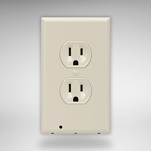 SnapPower Guidelight - Outlet Coverplate with LED Night Lights, Duplex, Light Almond