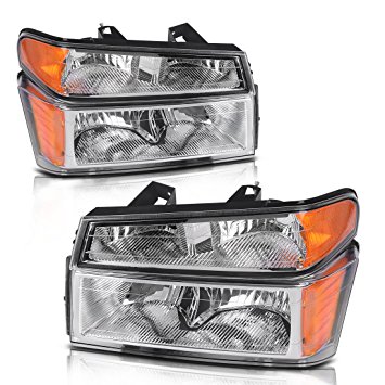 Headlights Assembly Replacement for 2004-2012 Chevy Colorado Canyon Bumper Lights, Passenger & Driver Side