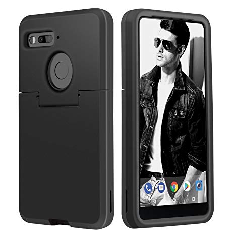 DUEDUE Essential PH-1 Case, Heavy Duty 3 in 1 Case Hybrid Hard PC Cover Soft TPU Bumper Shockproof Anti-Scratch Full Body Protective Cases for Essential Phone PH-1 for Men, Black