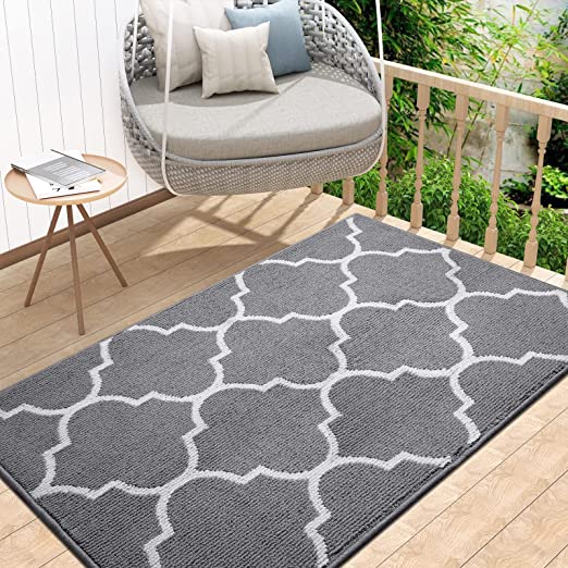 OLANLY Indoor Door Mat, 32x40, Non-Slip Absorbent Resist Dirt Entrance Rug, Machine Washable Low-Profile Inside Floor Mat Door Rugs for Entryway, Grey Trellis