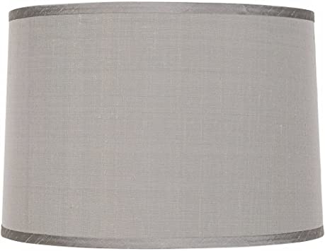 Platinum Gray Dupioni Medium Lamp Shade 15" Top x 16" Bottom x 11" High (Spider) Replacement with Harp and Finial - Brentwood