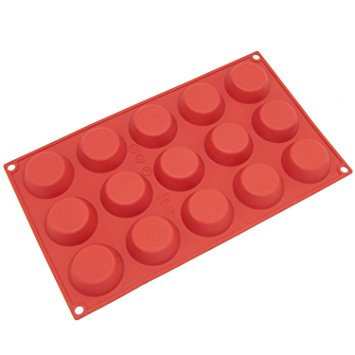 Freshware SM-103RD 15-Cavity Petite Silicone Mold for Homemade Tart, Quiche, Pastry, Cake, Pie, Pudding, Jello, and More