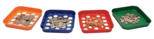 MMF Industries Speed Sort Coin Sorting Trays, 4 Color-Coded Trays for Pennies through Quarters, Assorted Colors (223400000)