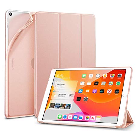 ESR for iPad 10.2 Case,Rebound Slim Smart Case for iPad 7th Generation 10.2'' 2019, Auto Sleep/Wake,Viewing/Typing Stand Case, Flexible TPU Back with Rubberized Coating Cover, Rose Gold