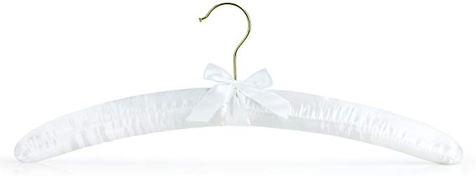 HANGERWORLD 10 White 17inch Satin Padded Top Garment Wedding Clothes Coat Hangers