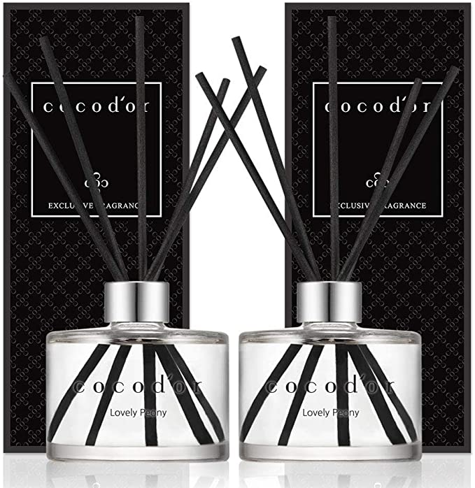 Cocod'or Signature Reed Diffuser, Lovely Peony Reed Diffuser, Reed Diffuser Set, Oil Diffuser & Reed Diffuser Sticks, Home Decor & Office Decor, Fragrance and Gifts, 6.7oz 2pack