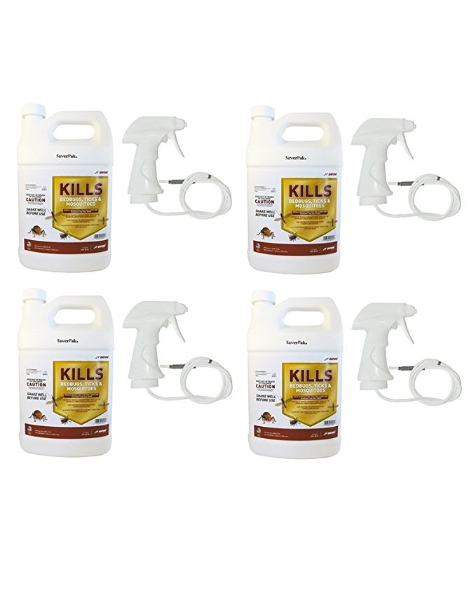 $averPak 4 Pack – Includes 4 One Gallon (128oz) Containers of JT Eaton Kills Bedbugs, Ticks & Mosquitoes Permethrin Clothing & Gear Treatment with Sprayers