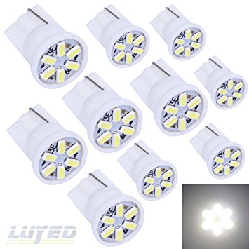 LUYED 10 X 3014 6-EX Chipsets W5W 194 168 2825 Led Bulbs,Xenon White(super low current)