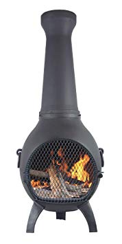 The Blue Rooster CAST ALUMINUM Prairie Wood Burning Chiminea in Charcoal.