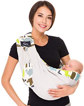 Baby Carrier by Cuby, Natural Cotton Baby Sling Baby Holder Extra Comfortable for Easy Wearing Carrying of Newborn, Infant Toddler and Ideal for Baby Registry (Grey Animal)