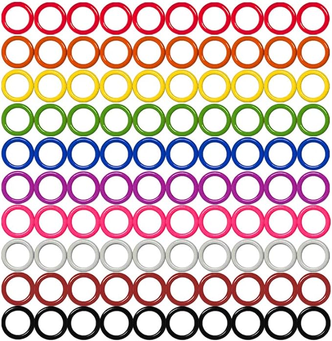 (100 Pieces) Colorful Iron O-Rings & Stitch Ring Markers for Knitting/Crochet/etc, (Includes 10 Colors, for Knitting/Crochet/etc)(Medium Internal Diameter 11mm)