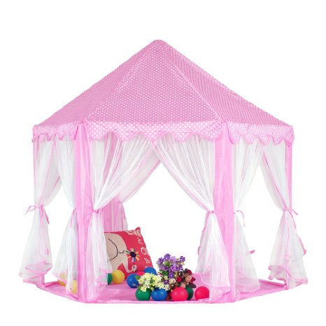 Kids Fairy Princess Castle Tents Hexagon Girls Playhouse Indoor Extra Large Fun Room