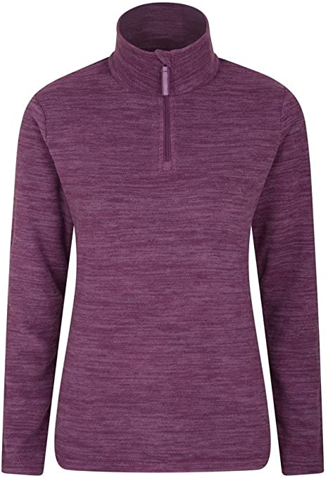 Mountain Warehouse Snowdon Womens Full Zip Fleece - Lightweight Ladies Sweater Top, Breathable Baselayer, Antipill - Best for Winter, Camping & Hiking Dark Purple 8