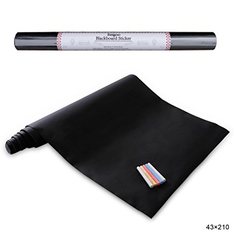 Ezigoo Chalkboard Sticker - Contact Paper Removable Blackboard Sticker - 43cm x 210cm 5pcs of Chalk