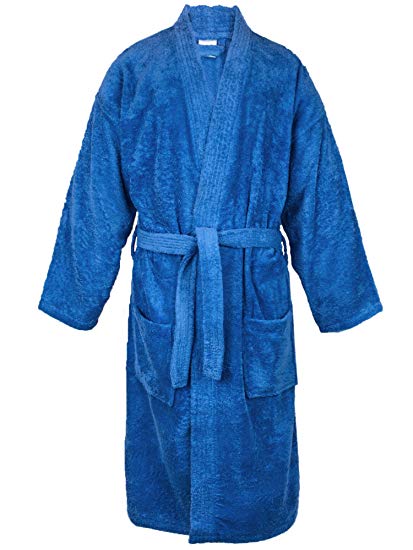BC BARE COTTON 100% Turkish Cotton Men Terry Kimono Robe, Small/Medium, Royal Blue