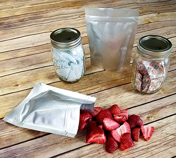 7.5 Mil Mylar Bags/Pouches - Multiple Sizes Genuine Odor-Proof Aluminum Foil-Lined Bag for Long Term Food, Grain, Dried Flowers, Baking, Herb, Storage Container (50) (5"x7"x3"gussetted ziplock)