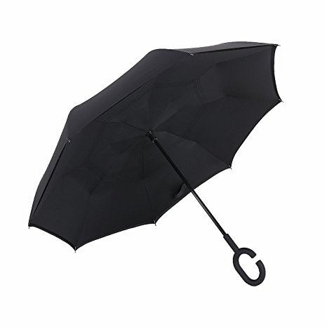 ROSE Double Layer Inverted Umbrella Cars Reverse Umbrella With C-Shaped Handle and Carrying Bag