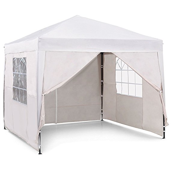 VonHaus Pop Up Gazebo 2.5x2.5m Set – Outdoor Garden Marquee with Water-resistant Cover & Leg Weight Bags - Ivory Colour