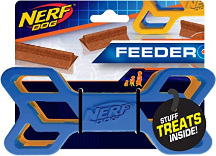 Nerf Dog 6 Inch Heavy Duty Treat Feeder Bone, Dog Toy