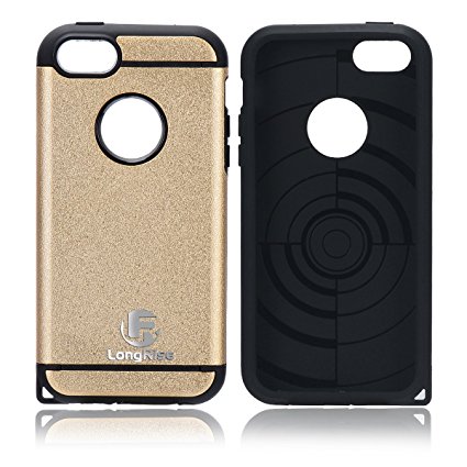 iPhone SE Case, LongRise® Dual Layer Scratch Proof iPhone 5 5S SE Heavy Duty Armor Case (Golden)