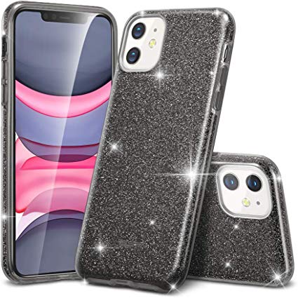 ESR Glitter Designed for iPhone 11 Case, Glitter Sparkle Bling Case [Three Layer][Supports Wireless Charging] for iPhone 11, Black