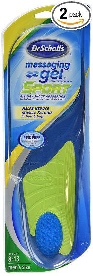 Dr. Scholl's Massaging Gel Sport Insoles, Men's Size 8-13, 1-Pair Packages (Pack of 2)