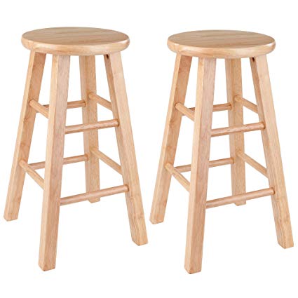 Winsome Wood 24-Inch Square Leg Barstool with Natural Finish, Set of 2