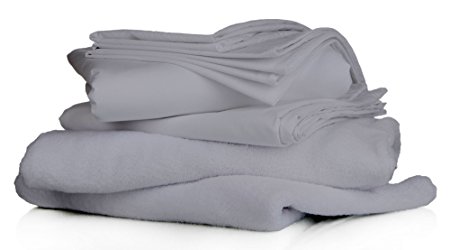 Queen Silver Grey 100% Egyptian cotton Sheet Set ( Flat Sheet, Fitted Sheet, 2 Pillowcases) 800 Thread Count, Made In USA Italian Finish 19 inches Extra Deep Pocket Solid