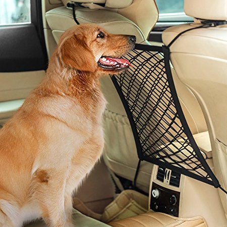 AUTOWN Car Dog Barrier Car Seat Net Organizer,Universal Stretchy Auto Backseat Barrier Net Storage,Disturb Stopper from Children and Pets