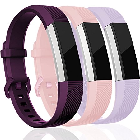 Maledan Replacement Accessories Bands (3 Pack) for Fitbit Alta and Alta HR with Stainless Steel Buckle