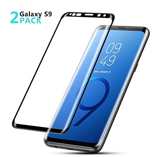 Androw Galaxy S9 Screen Protector, Full Screen Tempered Glass Screen Protector Film, Edge to Edge Protection Screen Cover Saver Guard for 3D 9H Hardness Samsung Galaxy S9 Black