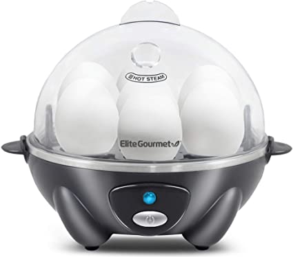 Elite Gourmet EGC007DKG Easy Electric 7 Egg Capacity Cooker, Poacher, Omelet Maker, Scrambled, Soft, Medium, Hard Boiled with Auto Shut-Off and Buzzer, BPA Free, Dark Grey