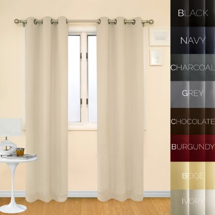 Prestige Home Fashion Thermal Insulated Blackout Curtain - Antique Bronze Grommet Top - Ivory - 38"W x 108"L, 1 Panel